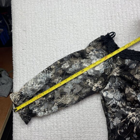 Y2K Marie Claire Sheer Floral Mesh XL Top Off-Shoulder Goth Emo Fairy Romantic - Picture 10 of 12